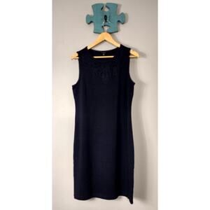 Talbots Navy Blue Knit Sleeveless Dress Medium